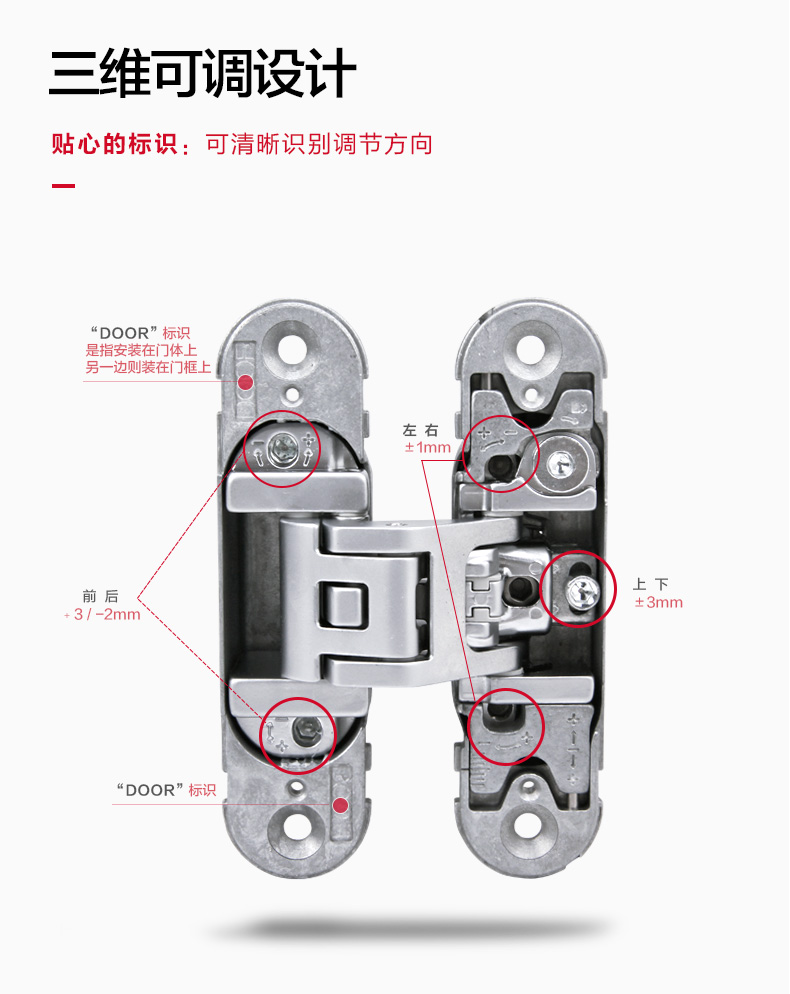 海福樂三維可調(diào)十字合頁